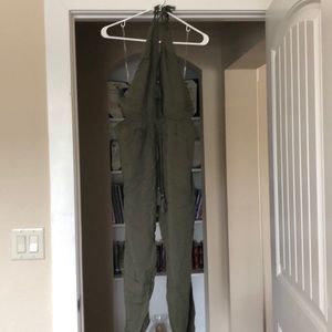 Olive green halter jumpsuit